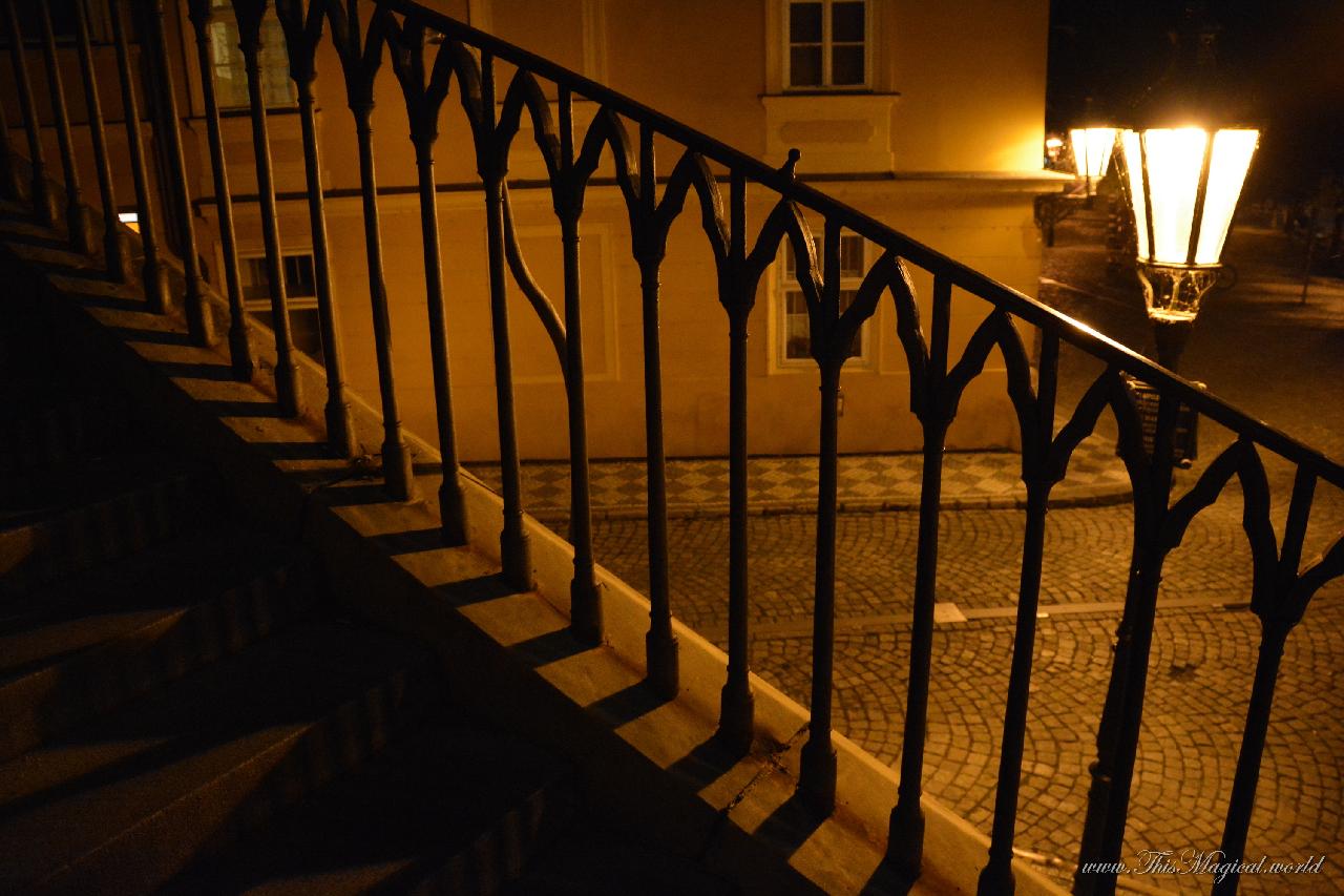 Stairs leading from Charles bridge to Kampa island